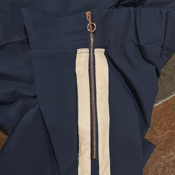 See Rose Go Navy Track Pants Size 16 Zip Pockets Rose Gold Quiet Luxury - Picture 6 of 8